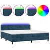 vidaXL Krevet box spring s madracem LED tamnoplavi 200x200 cm bar&scaron;un