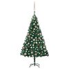 vidaXL Umjetno osvijetljeno božićno drvce s kuglicama zeleno 120cm PVC