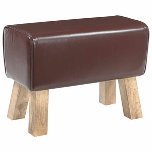 vidaXL klupa 60 x 30 x 45 cm Prava koža Tamno smeđa