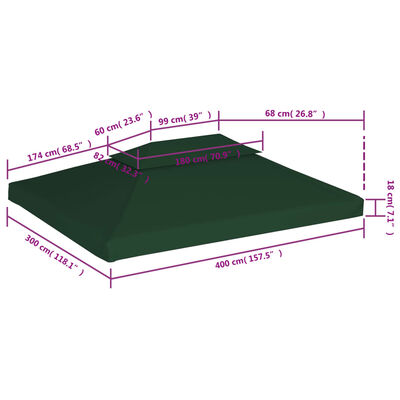 vidaXL Zamjenski pokrov za sjenicu 310 g/m² zeleni 3 x 4 m