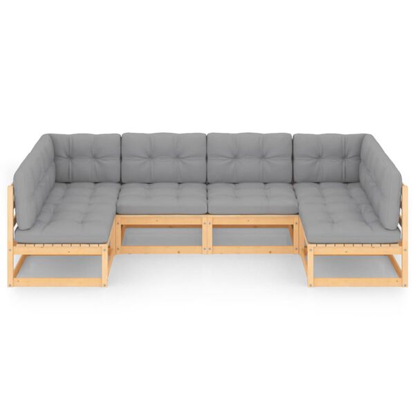 vidaXL 6-dijelna vrtna garnitura od masivne borovine s jastucima