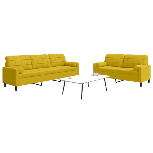 vidaXL 2-dijelni set sofa s jastucima žuti bar&scaron;unasti