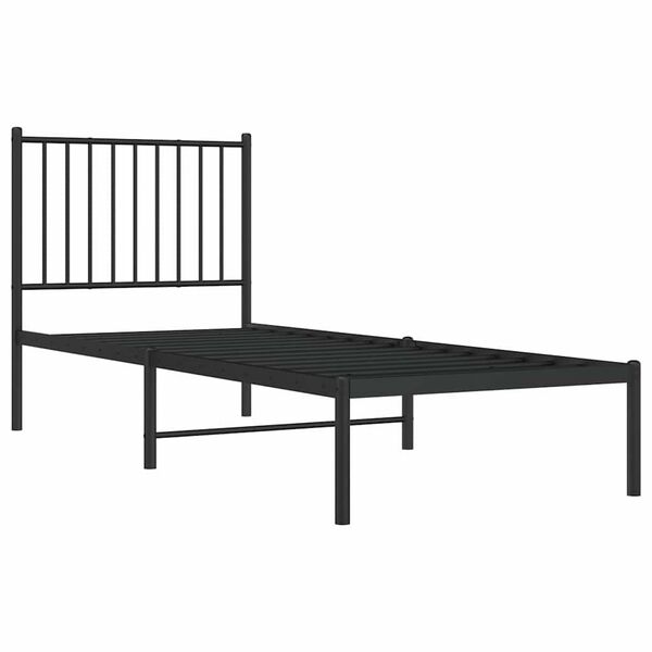 vidaXL Metalni okvir za krevet s uzglavljem crni 75x190 cm