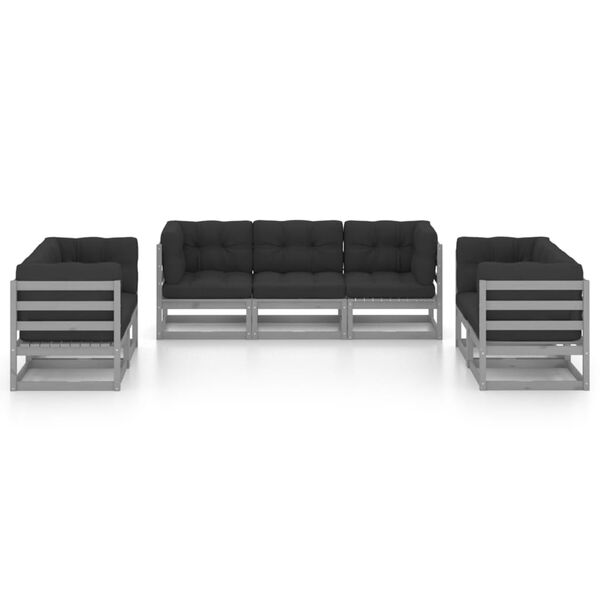 vidaXL 7-dijelna vrtna garnitura od masivne borovine s jastucima