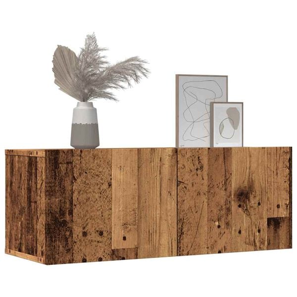 vidaXL 2-dijelni zidni TV ormarić Staro drvo 80x30x30 cm
