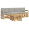 vidaXL Set vanjskih sofa 5 pcs Bijela i svjetlosiva Poliester