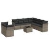 vidaXL 10-dijelni set vrtnih sofa od poliratana s jastucima sivi