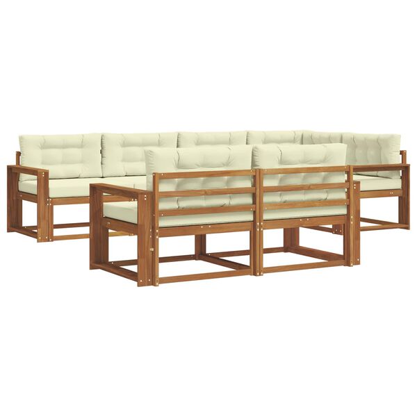 vidaXL Set vanjskih sofa s jastukom 7 pcs Prirodna i krem