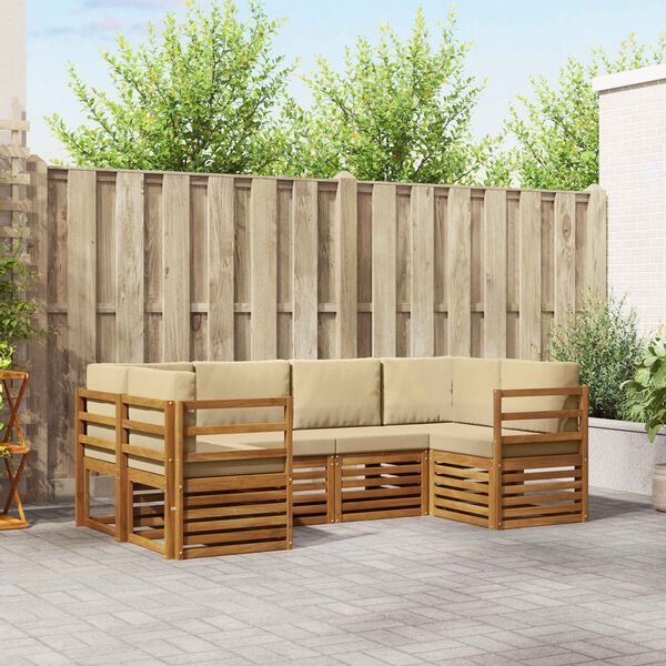 vidaXL Sekcijska garnitura 6 pcs Prirodna Čvrsto drvo akacije