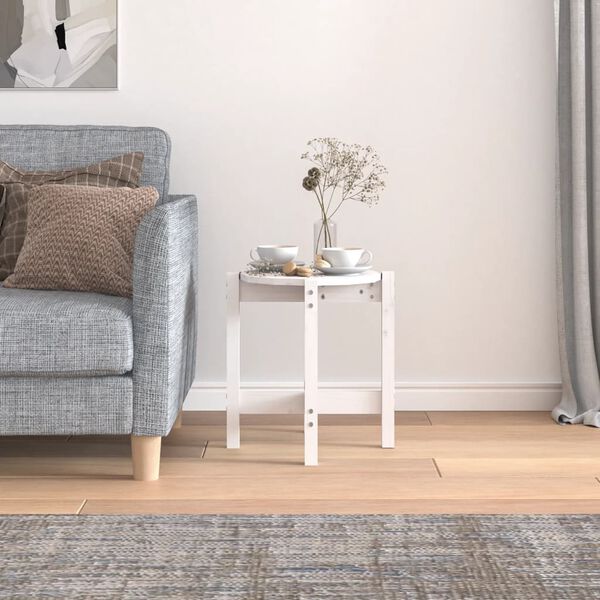 vidaXL Stolić za kavu bijeli Ø 42,5x45 cm od masivne borovine