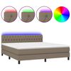 vidaXL Krevet box spring s madracem LED smeđesivi 180x200 cm tkanina