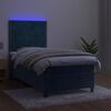 vidaXL Krevet box spring s madracem LED tamnoplavi 100x200 cm bar&scaron;un