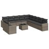 vidaXL 12-dijelni set vrtnih sofa od poliratana s jastucima sivi