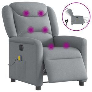 vidaXL Električni masažni naslonjač od tkanine svjetlosivi