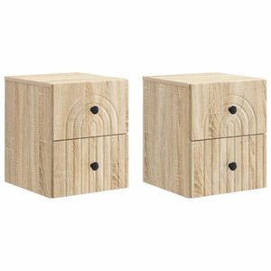 vidaXL Noćni ormarić za montažu na zid s ladicama 2 pcs Hrast sonoma