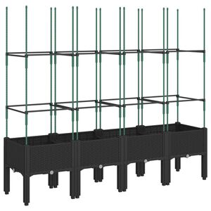vidaXL Vrtna sadilica s re&scaron;etkom crna 160 x 40 x 142,5 cm PP