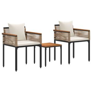 vidaXL Set vanjskog namje&scaron;taja 3 pcs Bež i krem bijela PE ratan