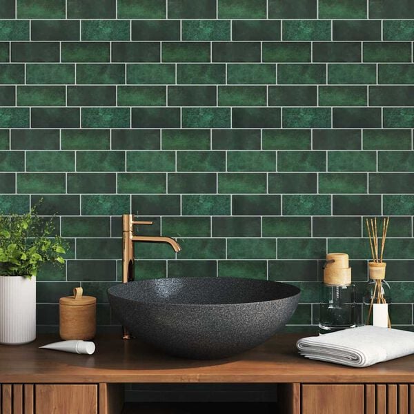 vidaXL Subway pločica 10 pcs Tamnozelena 29.4 x 21.4 cm