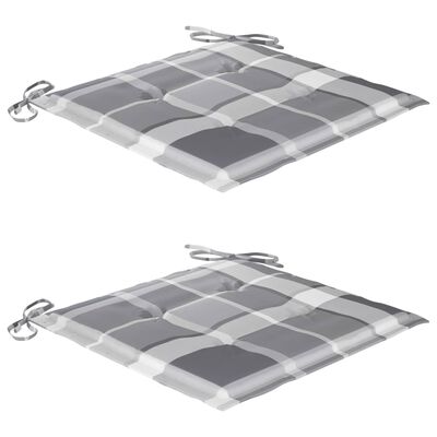 vidaXL 3-dijelni bistro set od tikovine sa sivim kariranim jastucima