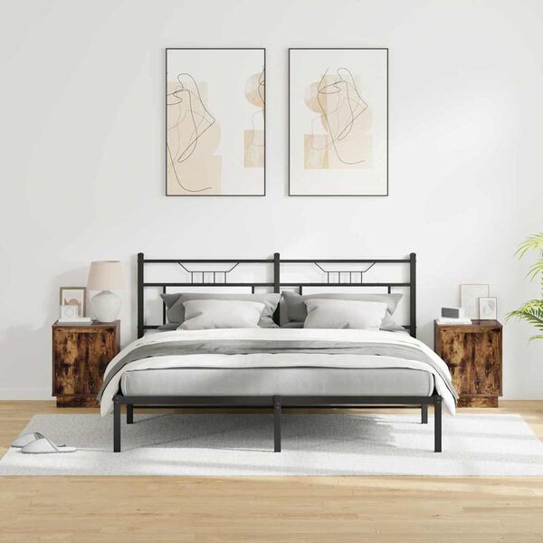 vidaXL Noćni ormar s 2 pcs Dimljeni hrast 39 x 34.5 x 50 cm