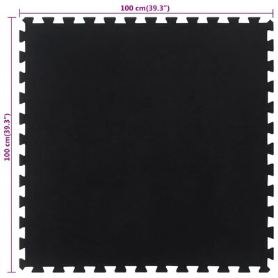vidaXL Gumena podna pločica crna 12 mm 100 x 100 cm