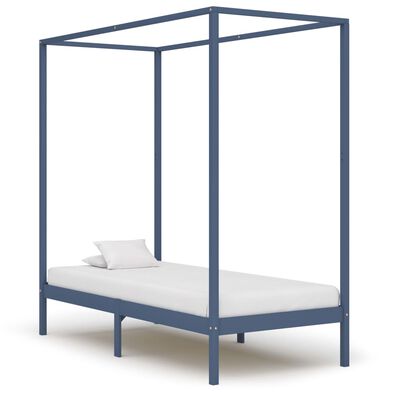 vidaXL Okvir za krevet s baldahinom od borovine sivi 100 x 200 cm