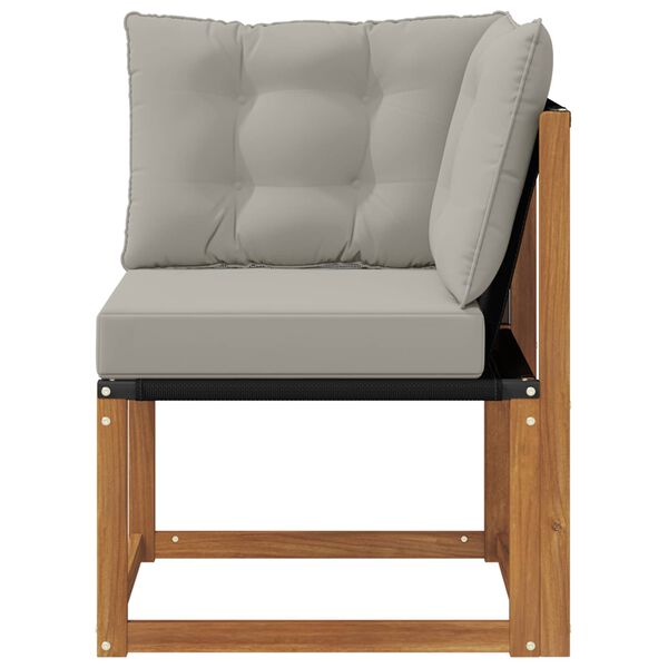 vidaXL Vanjski kutni kauč Masivno bagremovo drvo, Tekstilen Prirodna