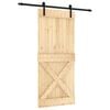 vidaXL Klizna vrata Prirodna i crna 90 x 210 cm Čvrsta borovina