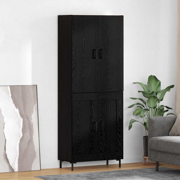 vidaXL Highboard Zidne Crni hrast 69,5 x 34 x 180 cm Konstruirano drvo