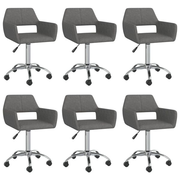 vidaXL Okretne blagovaonske stolice od tkanine 6 kom tamnosive