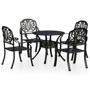 vidaXL 5-dijelni bistro set od lijevanog aluminija crni