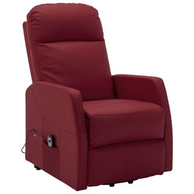 vidaXL Fotelja na podizanje od umjetne kože crvena boja vina
