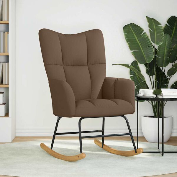 vidaXL Stolica za ljuljanje od tkanine smeđa