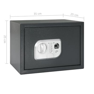 vidaXL Digitalni sef s otiskom prsta tamnosivi 35 x 25 x 25 cm