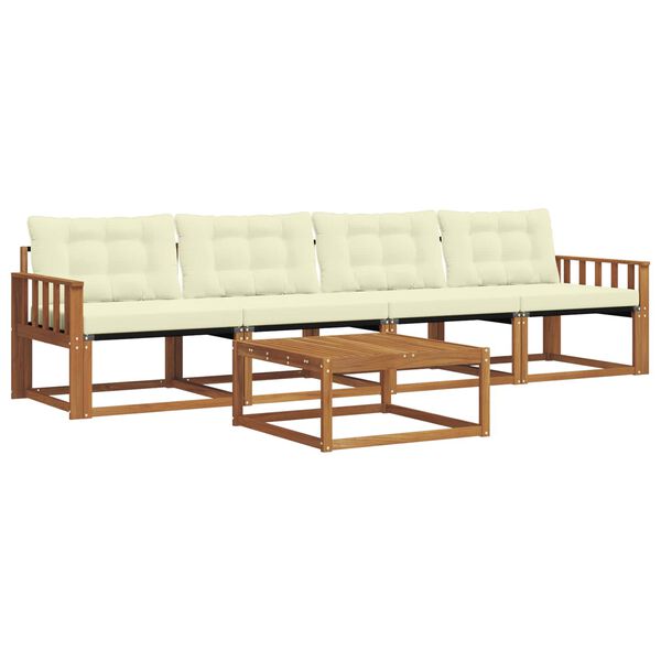 vidaXL Set vanjskih sofa s jastukom 5 pcs Prirodna i krem