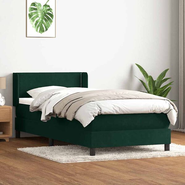 vidaXL Box Spring krevet s madracem tamnozeleni 200x210 cm bar&scaron;un