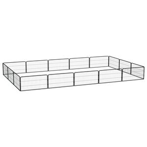 vidaXL Ograda za pse s 16 panela crna 100 x 50 cm čelik obložen prahom
