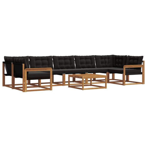 vidaXL Set vanjskih sofa s jastukom 8 pcs Prirodna i crna