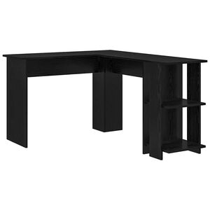vidaXL Kutni stol Crni hrast Konstruirano drvo 140 x 113,5 x 75 cm