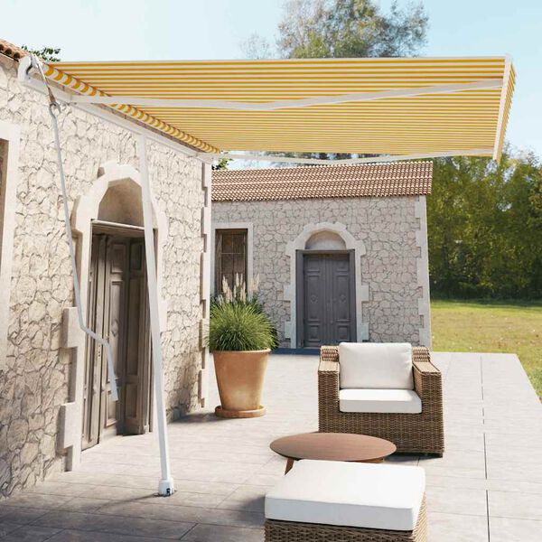 vidaXL Samostojeća automatska tenda 300 x 250 cm žuto-bijela