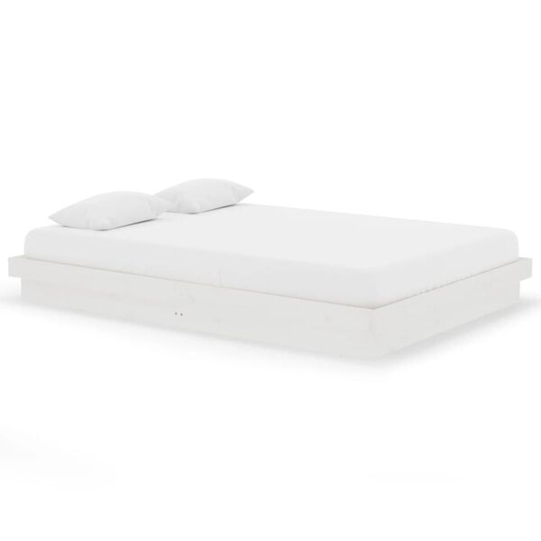 vidaXL Okvir za krevet od masivnog drva bijeli 140 x 200 cm