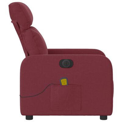 vidaXL Električni masažni naslonjač od tkanine crvena boja vina