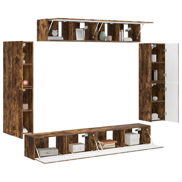 vidaXL TV ormar 8 pcs Dimljeni hrast