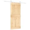 vidaXL Klizna vrata Prirodna i bijela 90 x 210 cm Čvrsta borovina