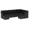 vidaXL 9-dijelni set vrtnih sofa s jastucima crni od poliratana