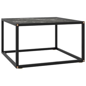 vidaXL Stolić za kavu crni s crnim mramornim staklom 60 x 60 x 35 cm