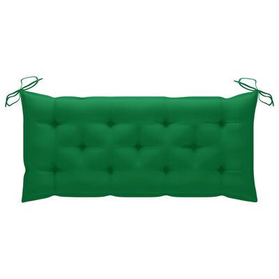 vidaXL Klupa za ljuljanje sa zelenim jastukom 120 cm masivna tikovina