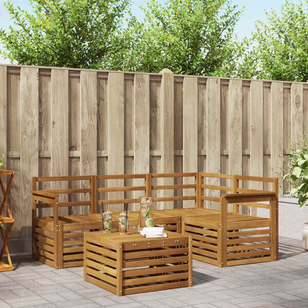 vidaXL Set vanjskih sofa 5 pcs Prirodna Čvrsto drvo akacije