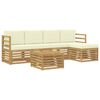 vidaXL Set vanjskih sofa 6 pcs Bijela i krem 59 x 59 x 37 cm Poliester