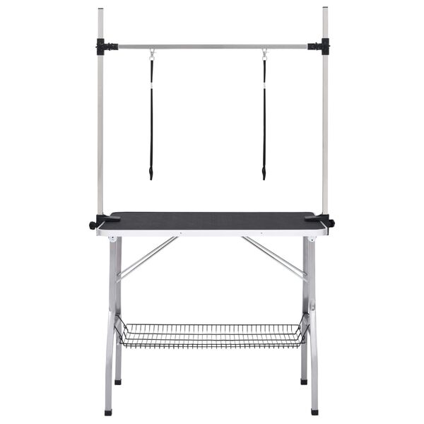 vidaXL Podesivi stol za njegu pasa s 2 omče i košarom